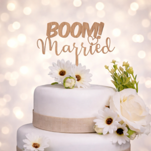 "BOOM Married" Cake Topper
