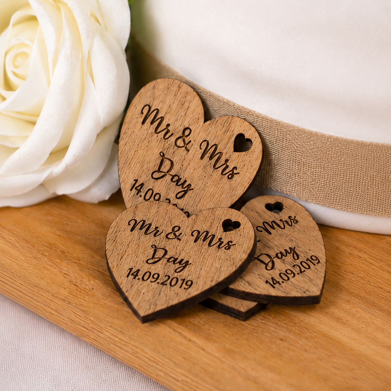 Personalised Oak Heart Wedding Favours - Image 5