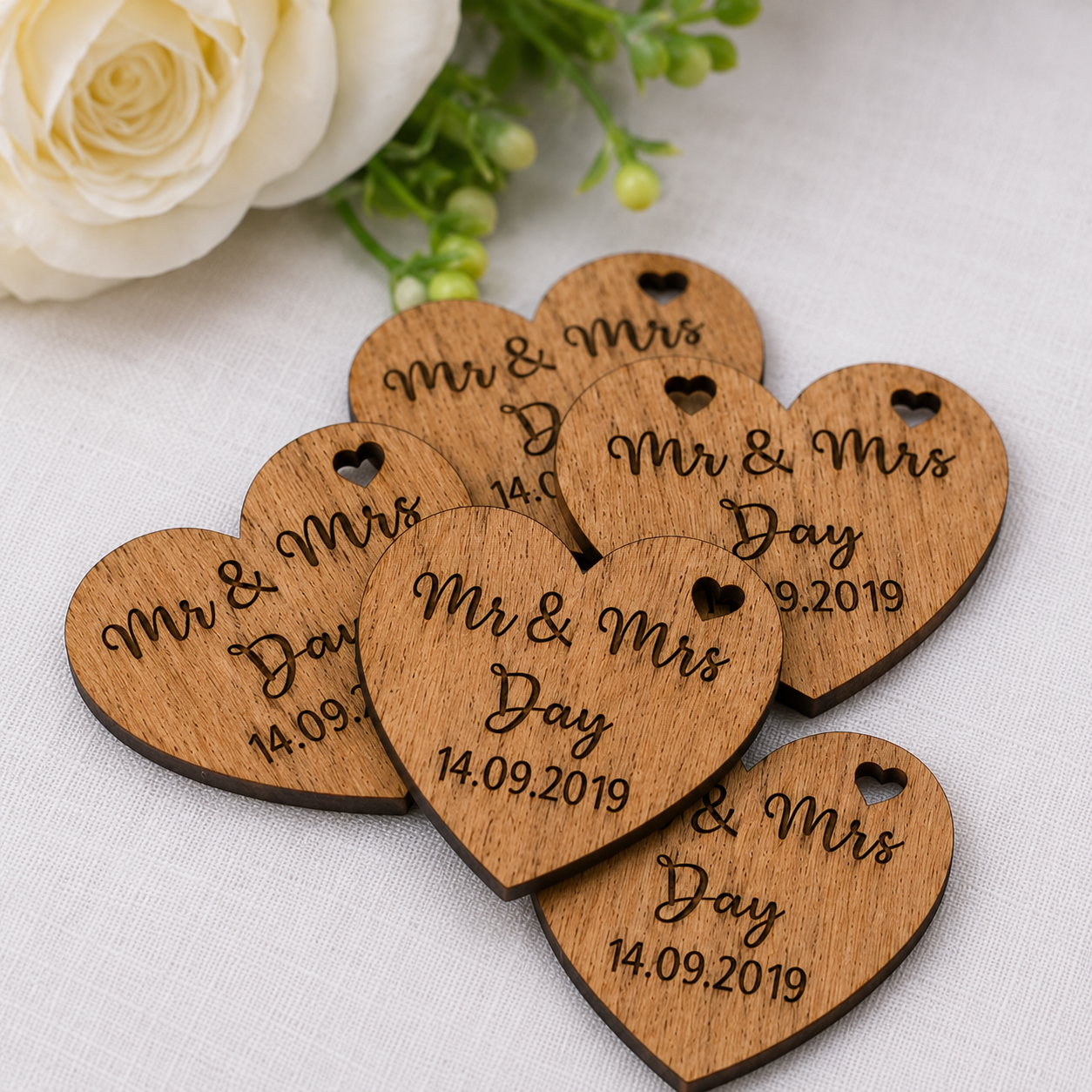 Personalised Oak Heart Wedding Favours - Image 6