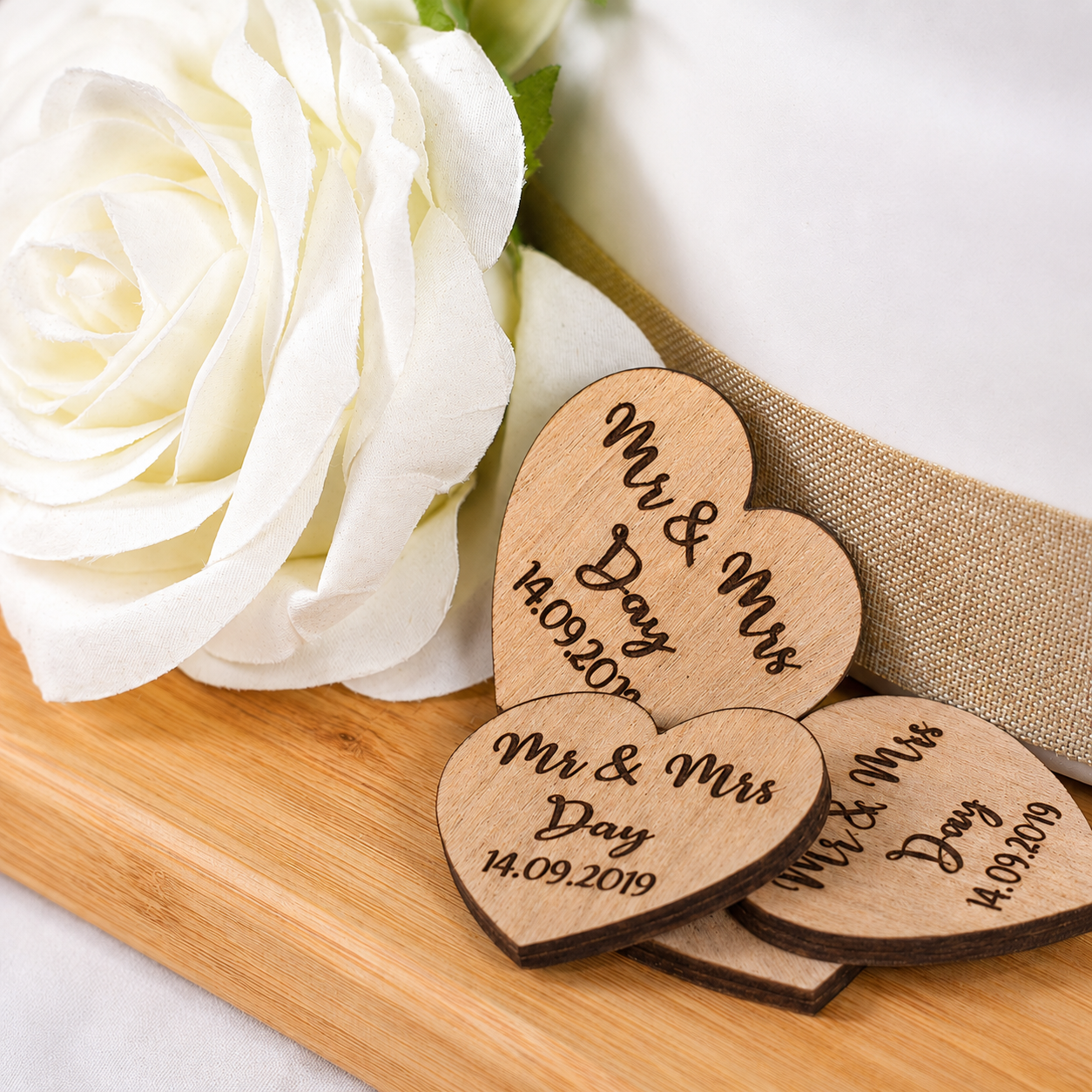 Personalised Oak Heart Wedding Favours - Image 3
