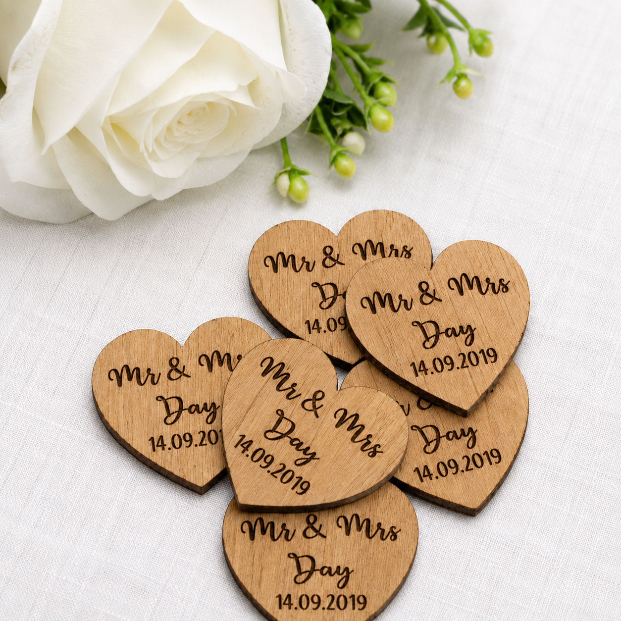 Personalised Oak Heart Wedding Favours