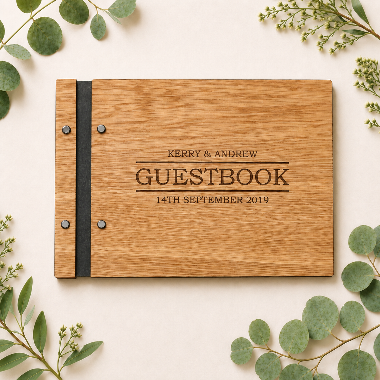 Oak Wood Wedding Guestbook