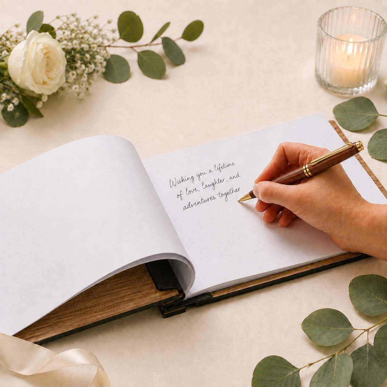 Oak Wood Wedding Guestbook - Image 2