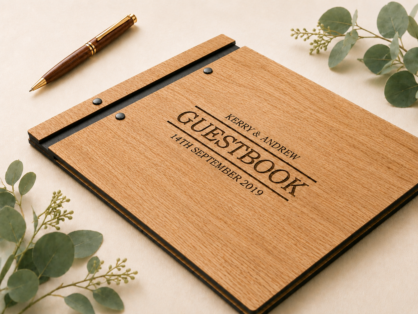 Oak Wood Wedding Guestbook - Image 4